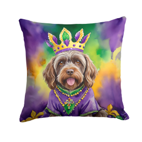 King of Mardi Gras Throw Pillow (Dog Breed: Wirehaired Pointing Griffon 4908)