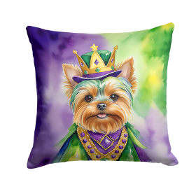King of Mardi Gras Throw Pillow (Dog Breed: Yorkshire Terrier 4909)
