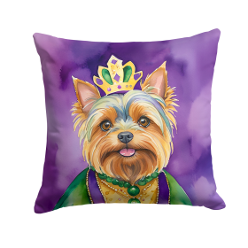 King of Mardi Gras Throw Pillow (Dog Breed: Yorkshire Terrier 4911)