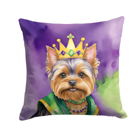 King of Mardi Gras Throw Pillow (Dog Breed: Yorkshire Terrier 4912)