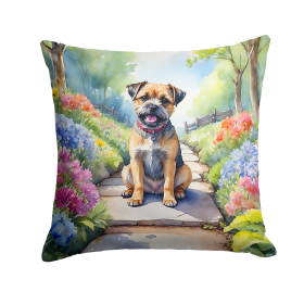 Spring Path Throw Pillow (Dog Breed: Border Terrier 6574)