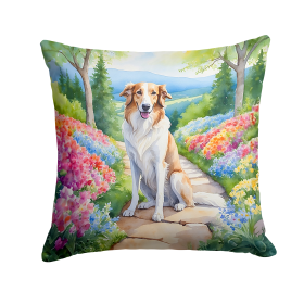 Spring Path Throw Pillow (Dog Breed: Borzoi 6575)