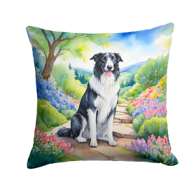 Spring Path Throw Pillow (Dog Breed: Borzoi 6576)