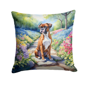 Spring Path Throw Pillow (Dog Breed: Boxer 6582)