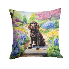 Spring Path Throw Pillow (Dog Breed: Boykin Spaniel 6583)