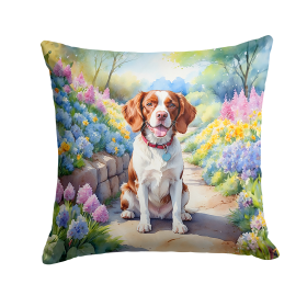 Spring Path Throw Pillow (Dog Breed: Brittany Spaniel 6584)