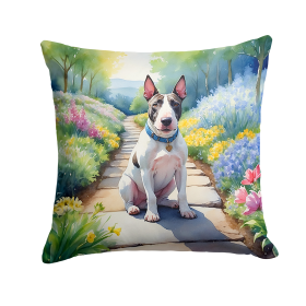 Spring Path Throw Pillow (Dog Breed: Bull Terrier 6587)