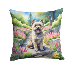 Spring Path Throw Pillow (Dog Breed: Cairn Terrier 6589)
