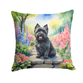 Spring Path Throw Pillow (Dog Breed: Cairn Terrier 6590)