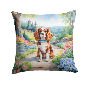 Spring Path Throw Pillow (Dog Breed: Cavalier Spaniel 6593)
