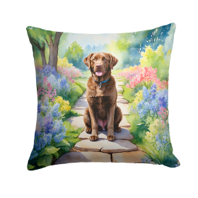 Spring Path Throw Pillow (Dog Breed: Chesapeake Bay Retriever 6595)