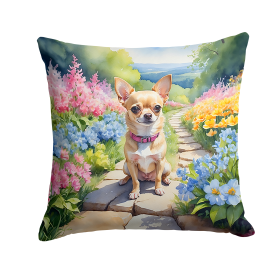 Spring Path Throw Pillow (Dog Breed: Chihuahua 6596)