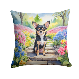 Spring Path Throw Pillow (Dog Breed: Chihuahua 6597)