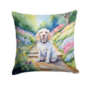 Spring Path Throw Pillow (Dog Breed: Clumber Spaniel 6601)