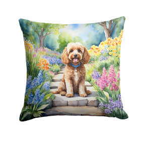 Spring Path Throw Pillow (Dog Breed: Cockapoo 6602)