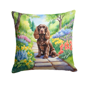 Spring Path Throw Pillow (Dog Breed: Cocker Spaniel 6603)