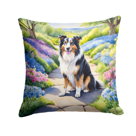 Spring Path Throw Pillow (Dog Breed: Collie 6607)