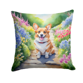 Spring Path Throw Pillow (Dog Breed: Corgi 6608)