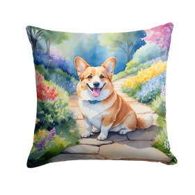 Spring Path Throw Pillow (Dog Breed: Corgi 6609)