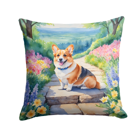 Spring Path Throw Pillow (Dog Breed: Corgi 6610)