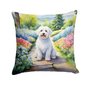 Spring Path Throw Pillow (Dog Breed: Coton de Tulear 6611)