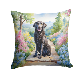 Spring Path Throw Pillow (Dog Breed: Curly-Coated Retriever 6612)