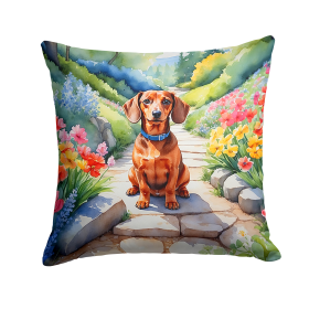 Spring Path Throw Pillow (Dog Breed: Dachshund 6613)