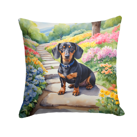 Spring Path Throw Pillow (Dog Breed: Dachshund 6614)