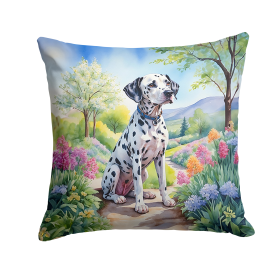 Spring Path Throw Pillow (Dog Breed: Dalmatian 6615)