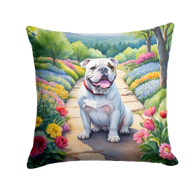 Spring Path Throw Pillow (Dog Breed: English Bulldog 6621)