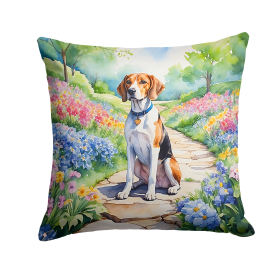 Spring Path Throw Pillow (Dog Breed: English Foxhound 6623)