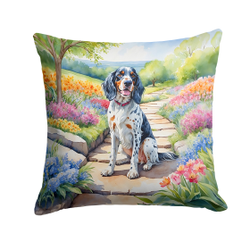 Spring Path Throw Pillow (Dog Breed: English Setter 6624)