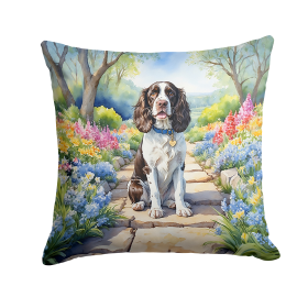Spring Path Throw Pillow (Dog Breed: English Springer Spaniel 6625)