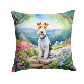 Spring Path Throw Pillow (Dog Breed: Fox Terrier 6627)