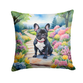 Spring Path Throw Pillow (Dog Breed: French Bulldog 6628)