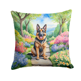 Spring Path Throw Pillow (Dog Breed: German Shepherd 6631)