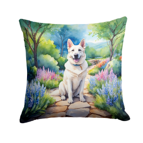 Spring Path Throw Pillow (Dog Breed: German Shepherd 6632)