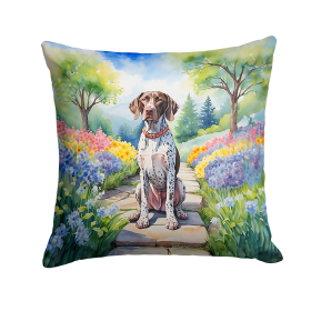 Spring Path Throw Pillow (Dog Breed: German Shorthaired Pointer 6633)