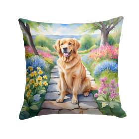 Spring Path Throw Pillow (Dog Breed: Golden Retriever 6636)