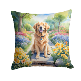 Spring Path Throw Pillow (Dog Breed: Golden Retriever 6637)