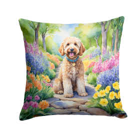 Spring Path Throw Pillow (Dog Breed: Goldendoodle 6638)