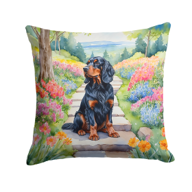 Spring Path Throw Pillow (Dog Breed: Gordon Setter 6639)