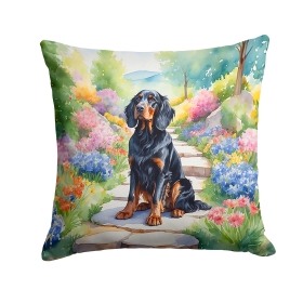 Spring Path Throw Pillow (Dog Breed: Gordon Setter 6640)