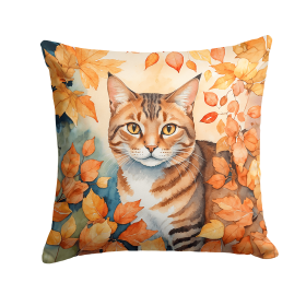Cats in Fall Leaves Throw Pillow (Design: Aegean Cat)