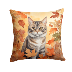 Cats in Fall Leaves Throw Pillow (Design: American Bobtail Cat)