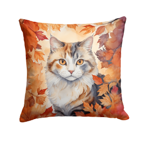 Cats in Fall Leaves Throw Pillow (Design: American Curl Cat)