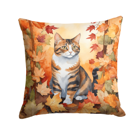 Cats in Fall Leaves Throw Pillow (Design: American Polydactyl Cat)