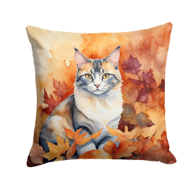 Cats in Fall Leaves Throw Pillow (Design: Aphrodite Giant Cat)