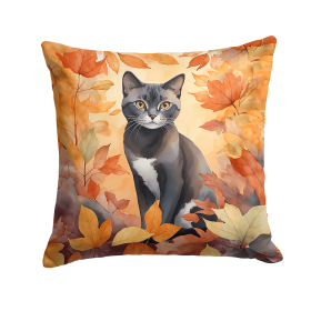 Cats in Fall Leaves Throw Pillow (Design: Asian Cat)