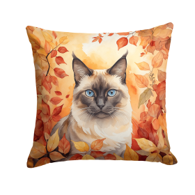 Cats in Fall Leaves Throw Pillow (Design: Birman Cat)